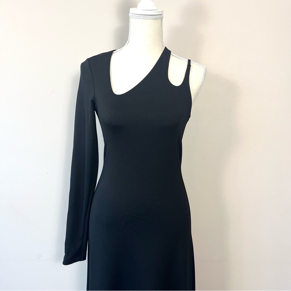 & Other Stories One Shoulder Cutout Long Sleeve Maxi Dress in Black Size 6 - Picture 5 of 15